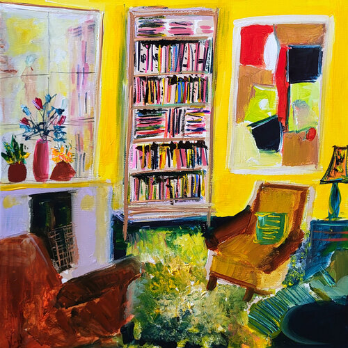 Intérieur au mur jaune Muriel Cayet