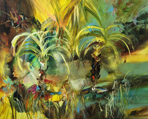 Chez moi, c'est une palmeraie van Muriel Cayet, Schilderij te koop op Singulart