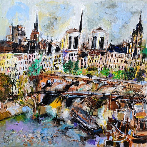 Quai de Seine III -  En exclusivité sur SINGULART von Muriel Cayet, Malerei kaufen auf Singulart