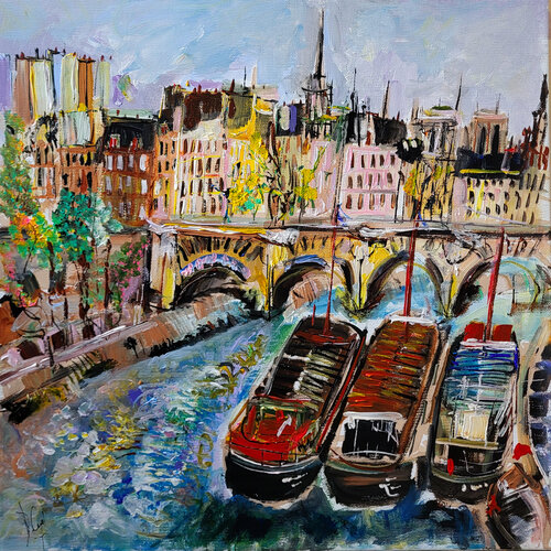 Quai de Seine - En exclusivité sur SINGULART von Muriel Cayet, Malerei kaufen auf Singulart