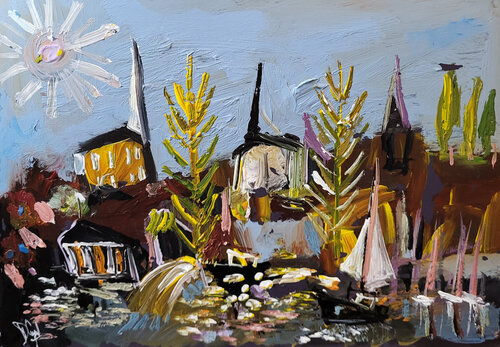Soleil à l'Ouest - En exclusivité sur Singulart di Muriel Cayet, Pittura in vendita su Singulart