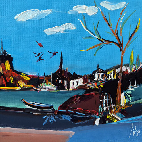 Un village pour vivre les jours van Muriel Cayet, Schilderij te koop op Singulart