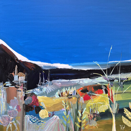 Près du bleu et des verts di Muriel Cayet, Pittura in vendita su Singulart