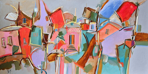 Prendre place sur la rive by Muriel Cayet, Painting for Sale on Singulart
