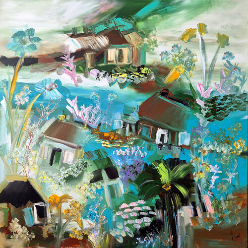 Les jardins des nouvelles légendes van Muriel Cayet, Schilderij te koop op Singulart