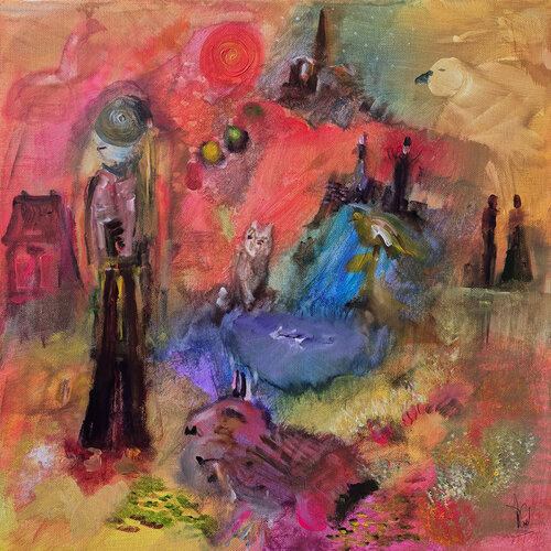 Dame Licorne à Saint-Outrille par Muriel Cayet, Peinture en vente sur Singulart