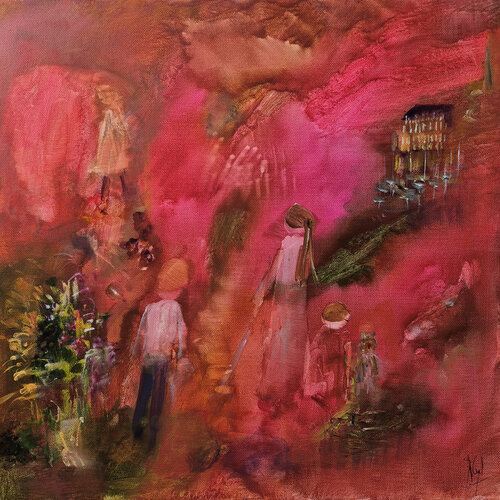 Une farandole étrange qui s'éveille van Muriel Cayet, Schilderij te koop op Singulart