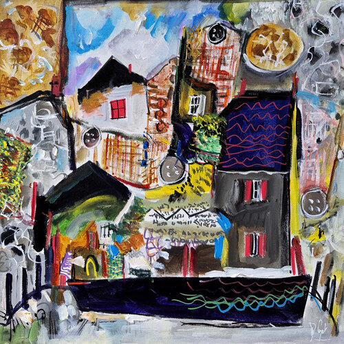 Le quartier des couturières par Muriel Cayet, Peinture en vente sur Singulart