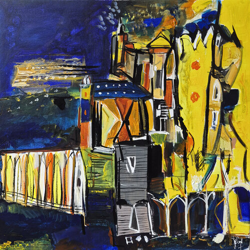 Nuit américaine en jaune by Muriel Cayet, 絵画 for Sale on Singulart
