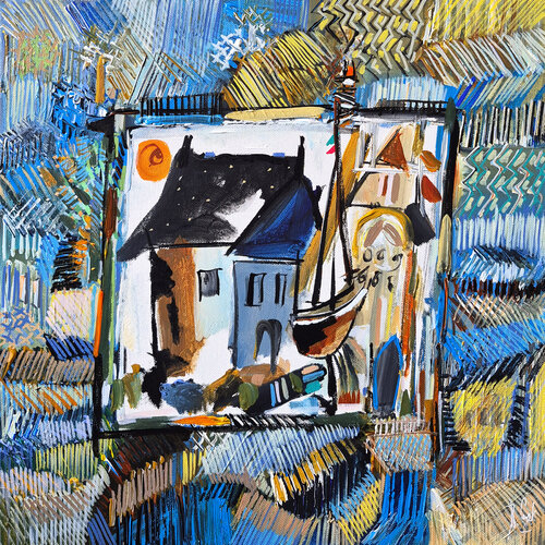 La traversée de l'ouvrage achevé by Muriel Cayet, 絵画 for Sale on Singulart