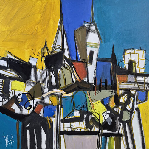 Sur le seuil d'une cité idéale by Muriel Cayet, Painting for Sale on Singulart