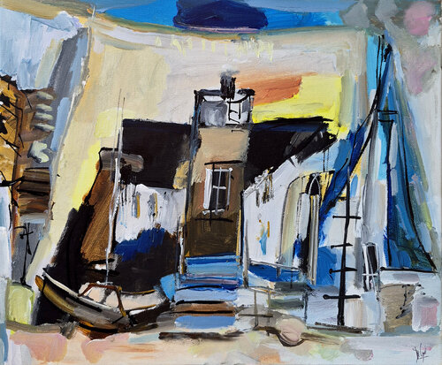Un chemin blanc dans le paysage by Muriel Cayet, Painting for Sale on Singulart