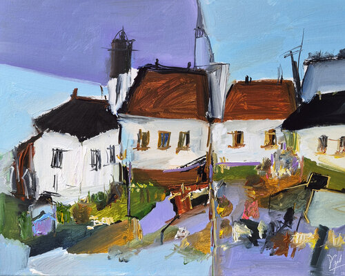 Des toits sous le ciel by Muriel Cayet, Painting for Sale on Singulart