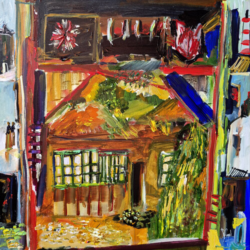 Une manière de reconstruire un monde idéal à l'abri du chaos extérieur by Muriel Cayet, Painting for Sale on Singulart