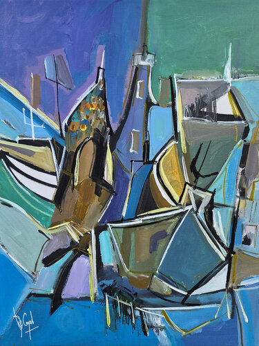Les voiles bleues van Muriel Cayet, Schilderij te koop op Singulart