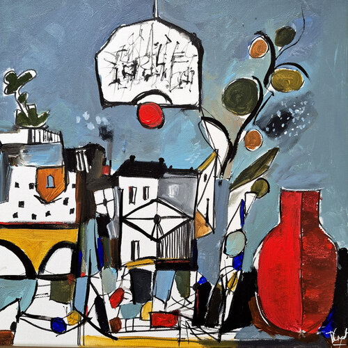 Le Pont Jaune by Muriel Cayet, Painting for Sale on Singulart