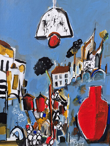 Paris au Vase Rouge by Muriel Cayet, Painting for Sale on Singulart