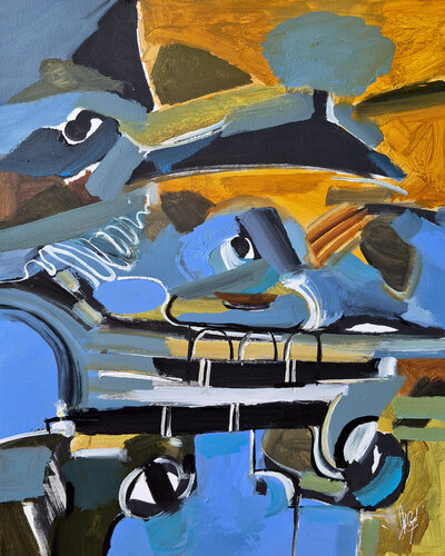 Gagner les horizons bleus par Muriel Cayet, Peinture en vente sur Singulart