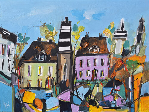 Les façades bigarrées par Muriel Cayet, Peinture en vente sur Singulart