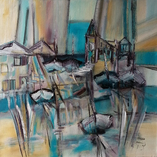 L'or turquoise van Muriel Cayet, Schilderij te koop op Singulart