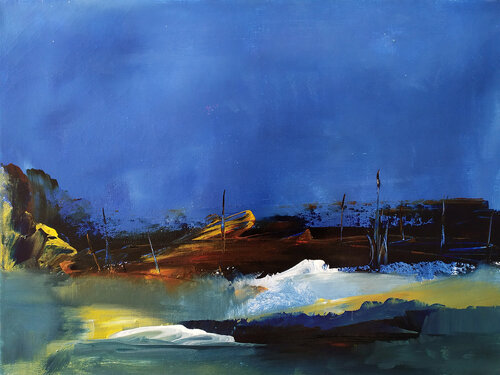 Escale au bleu di Muriel Cayet, Pittura in vendita su Singulart