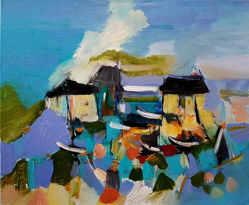Navigation du temps qui passe di Muriel Cayet, Pittura in vendita su Singulart