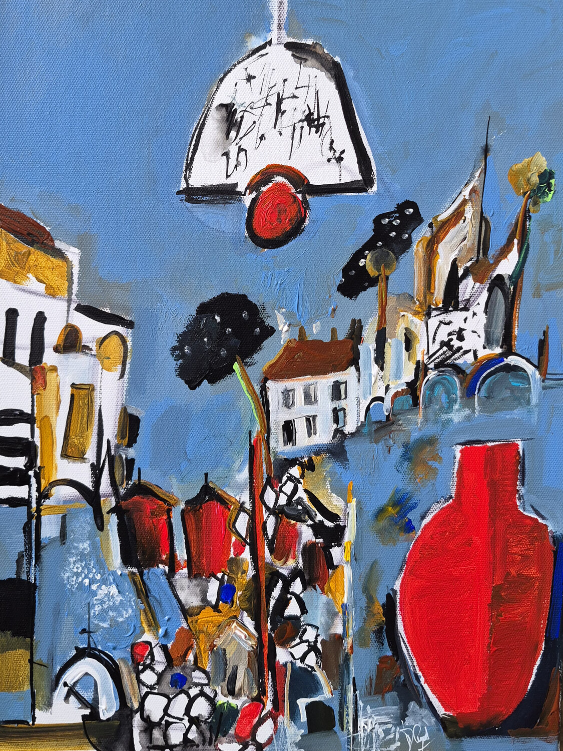 Paris au Vase Rouge Muriel Cayet Original painting for sale