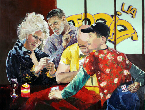 CAFÉ XXXIX (Chez Merisi II) de Jean-Paul Schmitt, Pintura a la venta en Singulart
