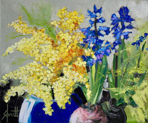 MIMOSA ET JACINTHES van Jean-Paul Schmitt, Schilderij te koop op Singulart