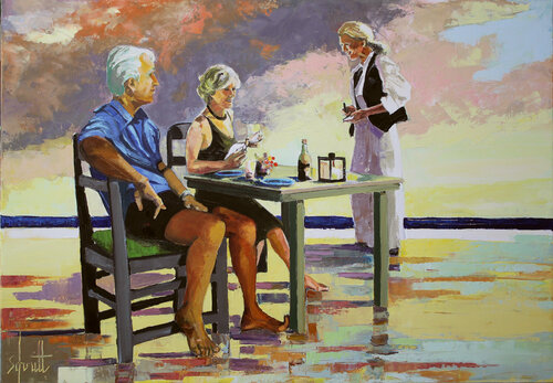 CAFÉ XLII (Commande sur la plage 2) van Jean-Paul Schmitt, Schilderij te koop op Singulart