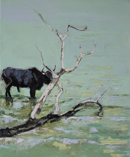 CAMARGUE (Taureau dans le Petit Rhône) de Jean-Paul Schmitt, Pintura a la venta en Singulart