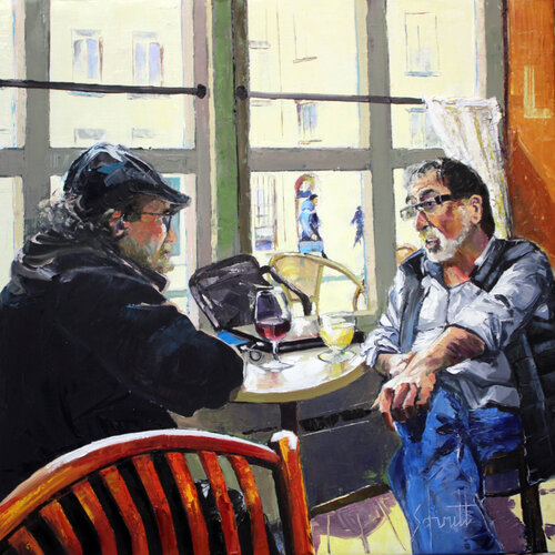CAFÉ L (Rue Octavio Mey à Lyon) van Jean-Paul Schmitt, Schilderij te koop op Singulart
