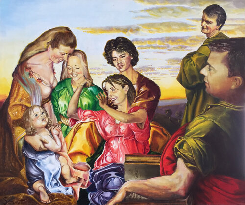 SAINTE FAMILLE SCHMITT (Hommage à Michelangelo Buonarroti - tondo Doni) Jean-Paul Schmitt