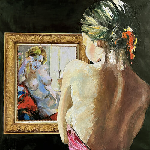 ABYME DU MODÈLE (Nu dans l'atelier) van Jean-Paul Schmitt, Schilderij te koop op Singulart