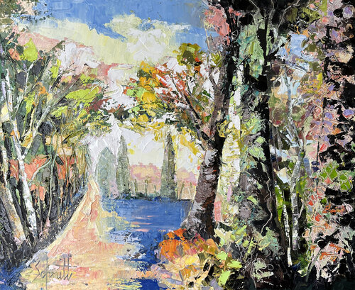 CHEMIN DE LA SABLIÈRE EN AUTOMNE II di Jean-Paul Schmitt, Pittura in vendita su Singulart