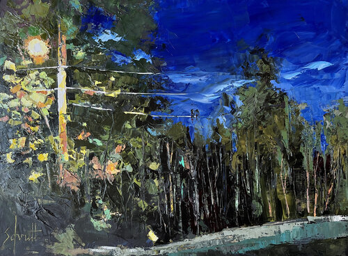 BORD DE ROUTE LA NUIT von Jean-Paul Schmitt, Malerei kaufen auf Singulart