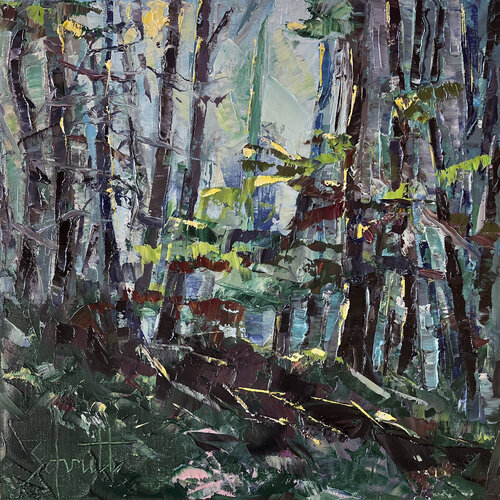HALF ABSTRACT 38 (Forêt de nuit) de Jean-Paul Schmitt, Pintura a la venta en Singulart