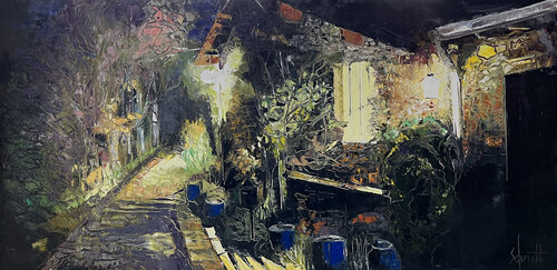BORD DE ROUTE LA NUIT 4 (L'atelier) de Jean-Paul Schmitt, Pintura a la venta en Singulart