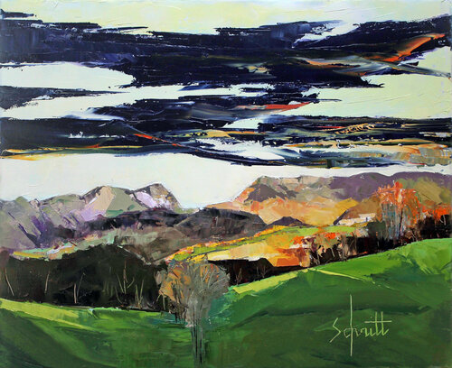 TROIS-BECS ET GRAND DELMAS DEPUIS LE COL DE PASCALIN by Jean-Paul Schmitt, Painting for Sale on Singulart