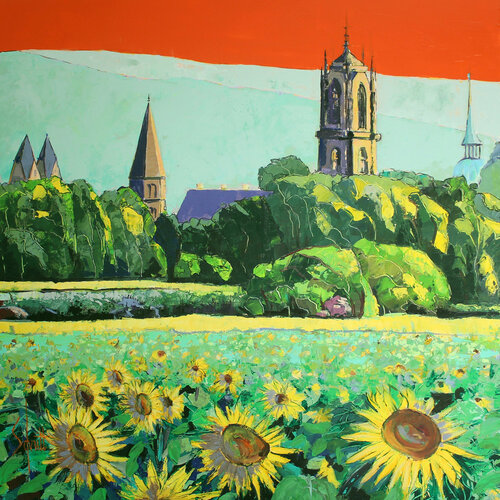 SÉLESTAT AUX TOURNESOLS de Jean-Paul Schmitt, Pintura a la venta en Singulart