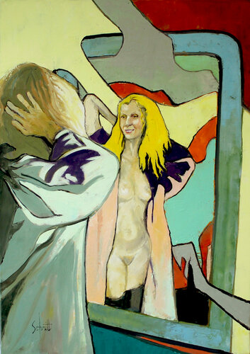 NU AU MIROIR di Jean-Paul Schmitt, Pittura in vendita su Singulart