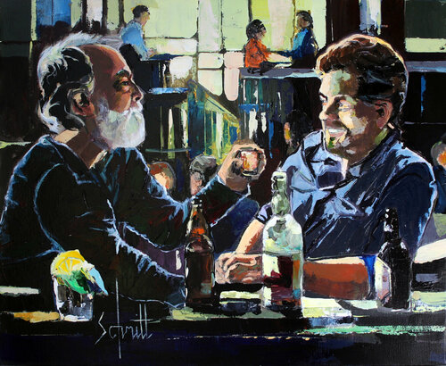 CAFÉ XXI (Accoudés au bar) von Jean-Paul Schmitt, Malerei kaufen auf Singulart