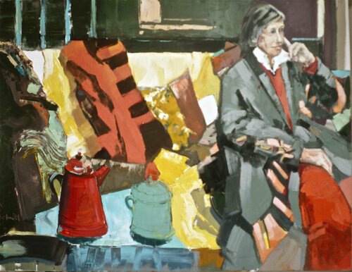 LA FEMME AU CANAPÉ JAUNE van Jean-Paul Schmitt, Schilderij te koop op Singulart