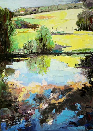 SAINT MARTIN XXXIV (Ciel dans l'étang au Brouillon) van Jean-Paul Schmitt, Schilderij te koop op Singulart