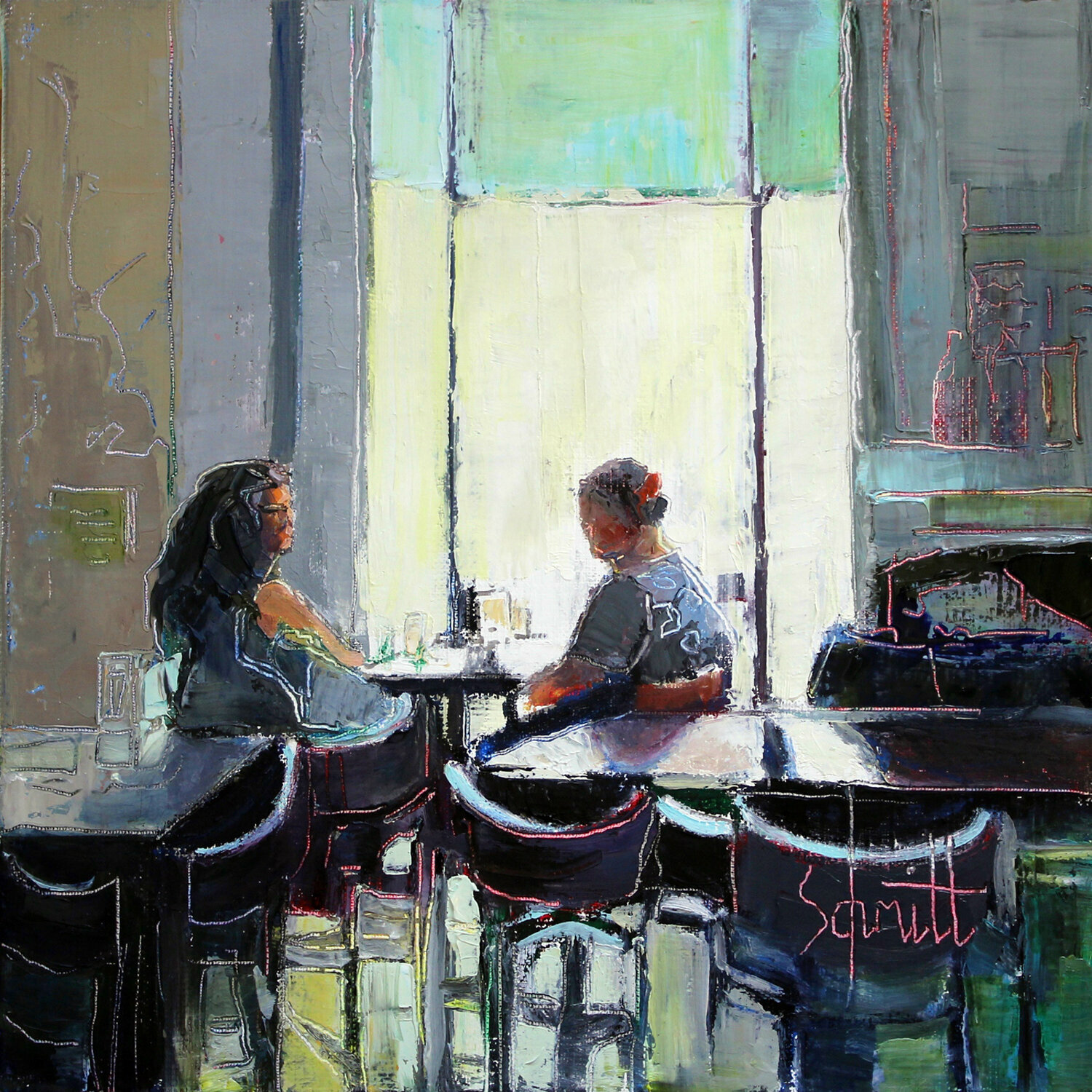 CAFÉ XII (Pie Kafé en Avignon) Jean-Paul Schmitt Originalgemälde zu verkaufen