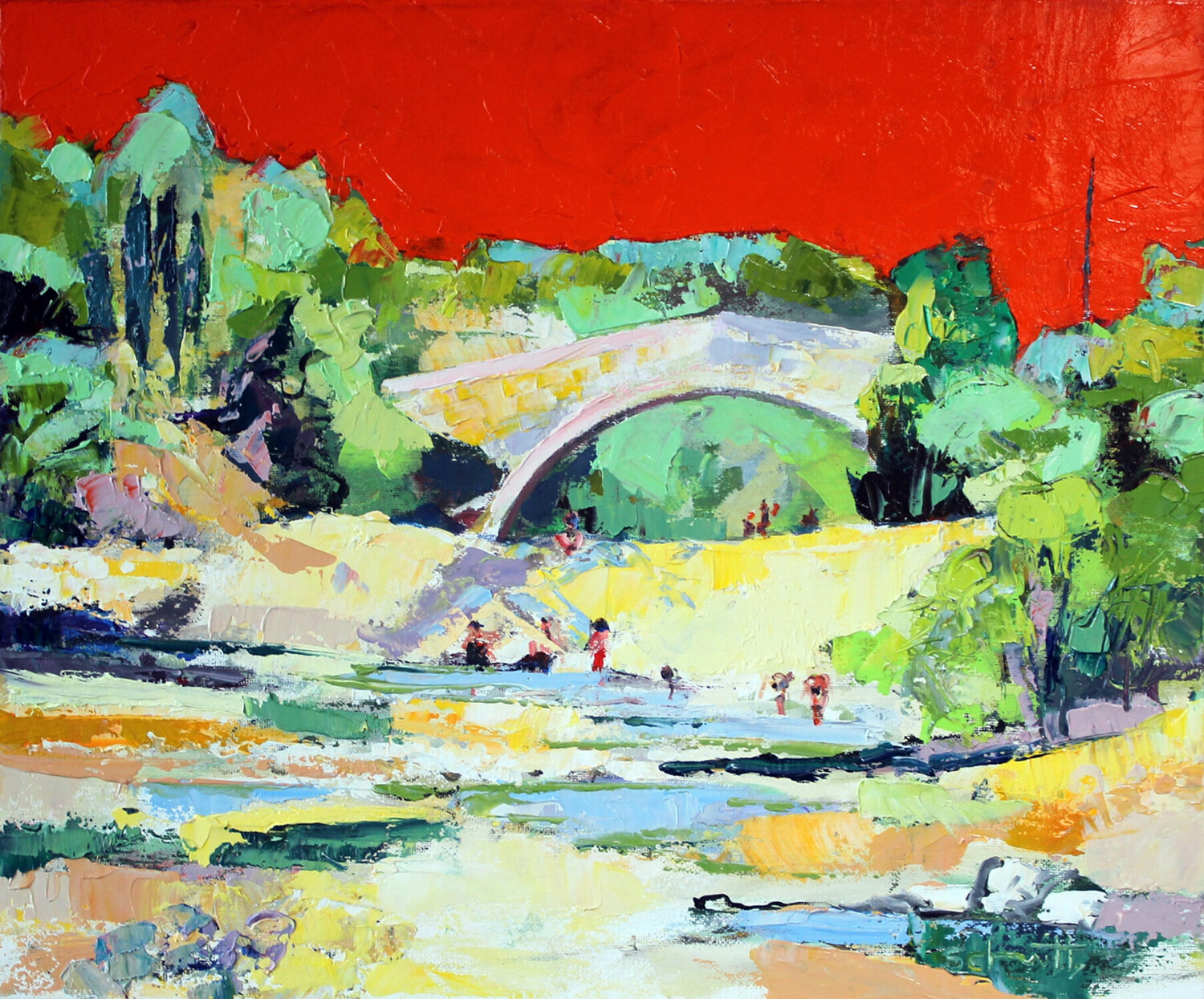 Le pont roman de Saint Michel Jean-Paul Schmitt Originalgemälde zu verkaufen