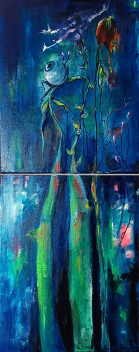 nightmare_garden_eye.rose,poppy by Irene Russo, Painting for Sale on Singulart