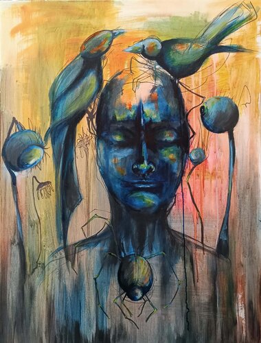 Ipnagogica_ Ornitofobia van Irene Russo, Schilderij te koop op Singulart