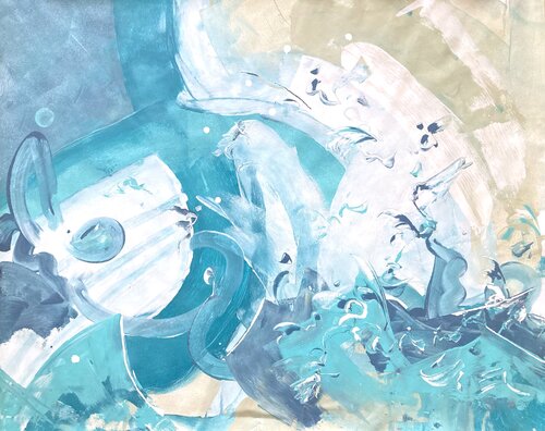 BY THE ROCKS van Delphine Bernard, Schilderij te koop op Singulart