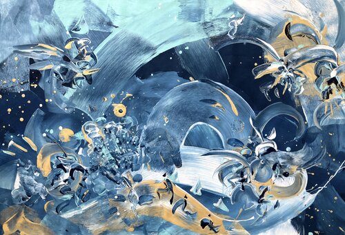 SPACE WAVES von Delphine Bernard, Malerei kaufen auf Singulart